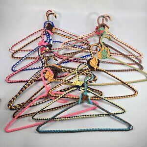 Vintage Braided Crochet Yarn Wrapped Wire Hangers Lot of 15 Granny Core Cottage